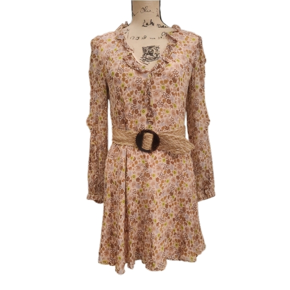 Scotch & Soda V Neck Boho Floral Mini Dress, Womens XS nwot - Picture 2 of 9